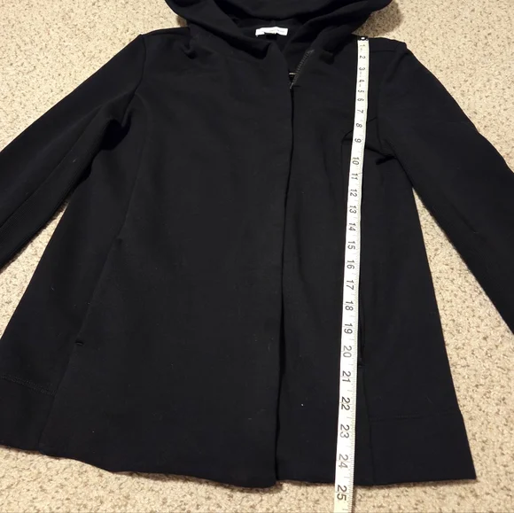 Standard James Perse Hooded Zip Front Sweatshirt Black Pockets Women's Medium - Picture 5 of 9